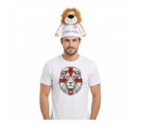 Inghilterra Lion T Shirt & Peluche Lion Hat Set White Three Lions Tee...