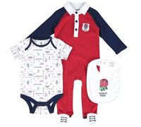Inghilterra RFU Rugby Sei Nazioni Tutina Neonati Body Manica Corta Bavaglino