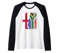 Inghilterra Sud Africa Mezza bandiera Inglese Radici sudafricane Maglia con Maniche Raglan