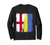 Inghilterra Ucraina Mezza Bandiera Inglese Ucraina Patrimonio Maglia a Manica