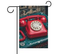 Inghilterra UK Retrò Londra Telefono Primavera Estate Giardino Bandiere 12x18 Double Face per Esterni, Bandiere stagionali all'aperto e striscioni per patio, cortile, ponte, portico, giardino