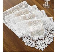 INGHU Pizzo Runner da Tavolo Motivo Floreale Ricamo Tovaglia Classy Romantico Uncinetto Pizzo Bianco Tavolo Panno per Matrimonio Festival Evento Festa - Bianco, 30x70cm