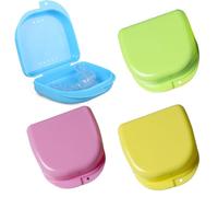 INGJIA 4 Pezzi Porta Apparecchio Denti, Scatolina per Dentiera con Fori di Sfiato, Scatola Apparecchio Denti, Scatola per Protesi, Contenitore Bite Dentale per Dentiera, Custodia Bite Dentale