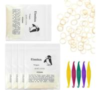 INGJIA Elastici in Gomma ortodontica da 5/16 Pollici Confezione da 500 Elastici Medi da 3,5 Once Trecce per Capelli Riparazione di spazi tra i Denti, Confezione da 5 parentesi graffe Distanziatore