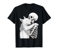 Inglese Bull Terrier Scheletro Abbraccio Halloween Amante dei Cani Maglietta