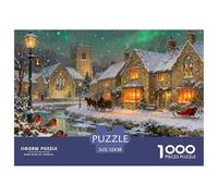 Inglese Cotswolds Village Natale Puzzle in Legno Impermeabile DIY Puzzles Da 1000 Pezzi Per Adulti Colorati Giochi Educativi
