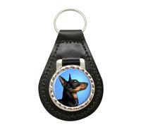 Inglese Giocattolo Terrier (Nero e Marroncino) Pelle Portachiavi