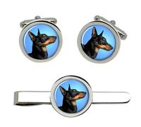 Inglese Giocattolo Terrier (Nero & Marroncino) Gemelli E Fermacravatta Set