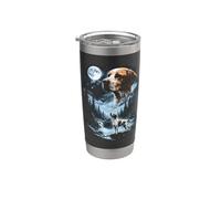 Inglese Pointer Howling to the Moon Retro 90's Dog Bicchiere termico in acciaio inox doppia parete