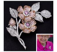 Inglese Rosa Spilla 18k Champagne Oro Placcatura & 5A Cz Reale Collezione