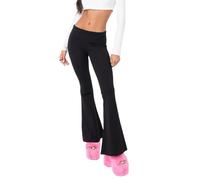 INGORINA Pantaloni da yoga svasati da donna a vita bassa con fondo a campana per allenamento sexy Y2K leggings skinny bootcut pantaloni della tuta, nero, Small Lungo
