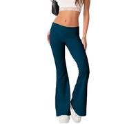 INGORINA Pantaloni da yoga svasati da donna a vita bassa con fondo a campana per allenamento sexy Y2K leggings skinny bootcut pantaloni della tuta, Blu scuro, Medium Lungo