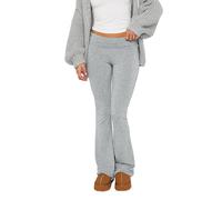 INGORINA Pantaloni da yoga svasati da donna a vita bassa con fondo a campana per allenamento sexy Y2K leggings skinny bootcut pantaloni della tuta, Grigio chiaro, Small Lungo