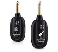 INGPARTNER A8 Wireless Guitar System 2 Modes Built-in Rechargeable Lithium Battery UHF Audio Wireless Transmitter Receiver for Acoustic Guitar Bass Violin Keyboard Electric Instruments, Black