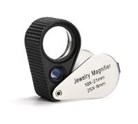 Ingrandimento 10X e 25X Lente d'Ingrandimento a Doppia Lente Lenti in Vetro Ottico da 21mm e 8mm Corpo in Acciaio Inossidabile Design Ripiegabile Ideale per Gioiellieri, Orologiai, Coniatori