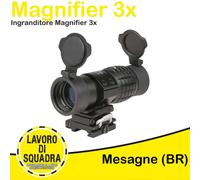 Ingranditore Ottica Magnifier 3x per Red Dot con Anello QD Abbattimento Rapido L