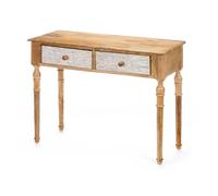 Ingresso con 2 Cassetti Gift Decor Bianco Marrone 98 x 77 x 42 cm Righe