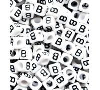 Ingrosso 500 Pezzi Quadrato Alfabeto Lettera Bianco Cubo Perline Con Nero