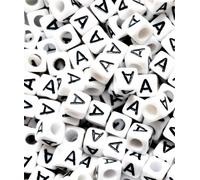 Ingrosso 500 Pezzi Quadrato Alfabeto Lettera Bianco Cubo Perline Con Nero