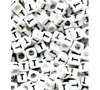 Ingrosso 500 Pezzi Quadrato Alfabeto Lettera Bianco Cubo Perline Con Nero