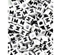 Ingrosso 500 Pezzi Quadrato Alfabeto Lettera Bianco Cubo Perline Con Nero