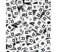 Ingrosso 500 Pezzi Quadrato Alfabeto Lettera Bianco Cubo Perline Con Nero