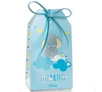 Ingrosso e Risparmio 10 Bustine Porta Confetti in cartoncino Azzurro con Dumbo, firmate Disney, scatoline Fai da Te per Nascita, Primo Compleanno Maschio (con Confetti celesti)