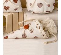 Ingrosso e Risparmio 12 Coni portaconfetti con Struttura Rigida, Fiocchetto con Motivo a Cuori Patchwork. Bomboniere e confettate Originali.