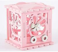 Ingrosso e Risparmio 12 Portaconfetti a scatolina in Legno Rosa con Carrozzina/Passeggino, bomboniere, pensierini Nascita Femminuccia, Bambina (Senza confezionamento)