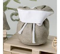 Ingrosso e Risparmio 12 Sacchetti in Juta Beige con Cordino e Piega Bianchi - confettata Shabby Chic, Matrimonio, Comunione, Anniversario