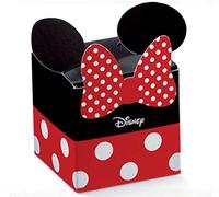 Ingrosso e Risparmio 12 Scatoline cubiche firmate Disney Rosse e Nere con Fiocco di Minnie per confettate Originali Compleanno Bambina o Ragazza (Senza confezionamento)