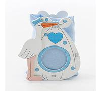 Ingrosso e Risparmio 12 x scatoline portaconfetti a Forma di Cicogna celesti, realizzate in Legno, confettata Nascita Bimbo (Personalizza Confezione)