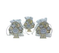 Ingrosso e Risparmio Bomboniera Anniversario 12PZ Scatolina Portaconfetti in Legno Albero della Vita con Cuori Argento Nozze Medaglietta 25 Anni Elegante Originale Confettata Matrimonio