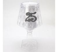 Ingrosso e Risparmio Bomboniera Anniversario 25 Anni 1 pz Lumetto Plexiglass Portaconfetti con Applicazione 25 in Legno Argento Confettata Nozze Traguardo Sposi Fai da Te Celebrazione