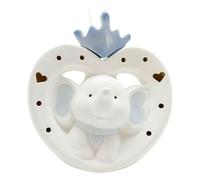 Ingrosso e Risparmio Bomboniera Battesimo Bambino 1 pz Lampada LED Cuore con Elefantino Coroncina Profumatore Resina Dettagli Celeste Bimbo Nascita Maschietto Economica Evento Elegante