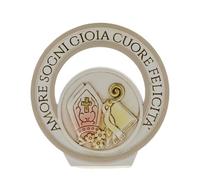 Ingrosso e Risparmio Bomboniera Cresima 1 pz Icona d'Appoggio Cerchio in Resina con Parole Amore Sogni Cuore Gioia Felicità Raffigurazione Simboli Sacri per Ragazzo e Ragazza Idea Regalo Sacro