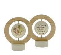 Ingrosso e Risparmio Bomboniera Cresima 1 pz Icona Girevole d'Appoggio Cerchio in Resina e Legno con Frase e Raffigurazione Simboli Sacri Personalizzabile per Ragazzo e Ragazza Idea Regalo Sacro