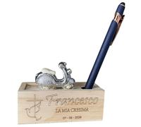 Ingrosso e Risparmio Bomboniera Cresima 1 pz Portapenna con Righello in Legno con Motore con Personalizzazione Nome Data Economica Gadget Portaconfetti