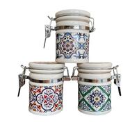 Ingrosso e Risparmio Bomboniera Matrimonio 1 pz Barattolino da Cucina Ermetico Portaconfetti Portaspezie Fantasia Maiolica Colorata Utili Comunione Cresima Anniversario (Grande)