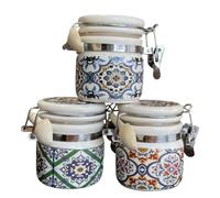 Ingrosso e Risparmio Bomboniera Matrimonio 1 pz Barattolino da Cucina Ermetico Portaconfetti Portaspezie Fantasia Maiolica Colorata Utili Comunione Cresima Anniversario (Standard)