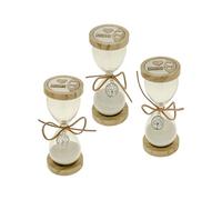 Ingrosso e Risparmio Bomboniera Matrimonio 1 pz Clessidra in Vetro con Sabbia Bianca con Basi in Legno Inciso con Parole Gioia Amore Sogni e Charm Albero della Vita Comunione Cresima (Standard)