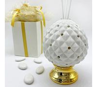 Ingrosso e Risparmio Bomboniera Matrimonio 1 pz Pumo pugliese Ceramica profumatore per Ambiente bomboniere Lampada LED cresima Comunione Battesimo Anniversario 50 Anni Compleanno pomo Piccolo Design