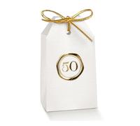 Ingrosso e Risparmio Bomboniere Anniversario 10 pz Scatoline Portaconfetti a bustina con Numero 50 Color Oro Nozze Oro 50 Anni Segnaposto Confettata Traguardo Sposi Fai da Te Matrimonio