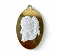 Ingrosso e Risparmio Bomboniere Comunione 12 pz Applicazione in Plexiglass Color Oro con Gessetto Comunione con Simboli Sacri Calice e Ostia Bimbo Bimba Confettata Segnaposto Bambino Bambina