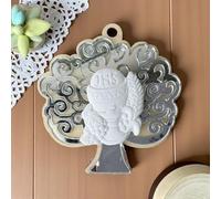 Ingrosso e Risparmio Bomboniere Comunione 12 pz Calamita Albero della Vita Legno e Plexiglass Color Argento con Gessetto Comunione Simboli Sacri Calice e Ostia Bimbo Bimba Confettata Segnaposto