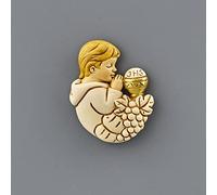 Ingrosso e Risparmio Bomboniere Comunione 12 pz Magnete Bimbo in Preghiera con Simboli Sacri Calice e Ostia Pane Bambino Confettata Segnaposto