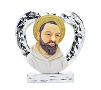 Ingrosso e Risparmio Bomboniere Comunione 12 PZ Quadretto in Resina con Cuore Argentato Immagine Sacra Padre pio Dettagli Colorati Elegante Economica Originale
