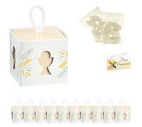 Ingrosso e Risparmio Bomboniere Comunione Set 10 Scatolina Cubo Bianco con Calice Intagliato Spighei Grano Bustine Confetti Bigliettino Personalizzabile Confettata Portaconfetti Bimbo Bimba Fai da Te