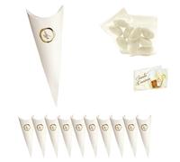 Ingrosso e Risparmio Bomboniere Cresima Set 10 Scatoline Cono con Colomba e Ulivo Color Oro in Rilievo Bustine Confetti Bigliettino Personalizzabile Confettata Portaconfetti Bimbo Bimba Fai da Te