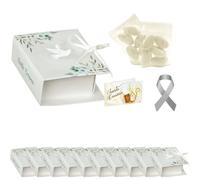 Ingrosso e Risparmio Bomboniere Cresima Set 10 Scatoline Libro Grigia con Colomba e Simboli Cresima Bustine Confetti Bigliettino Personalizzabile Confettata Portaconfetti Bimbo Bimba Fai da Te